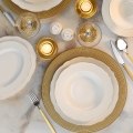 26-dielna jedálenská súprava, biela/zlatá, porcelán