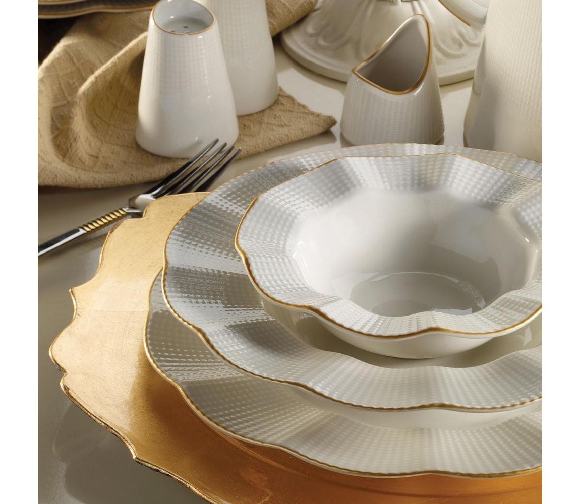 26-dielna jedálenská súprava, biela/zlatá, porcelán 719KTP9872