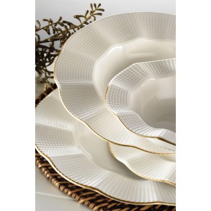 26-dielna jedálenská súprava, biela/zlatá, porcelán