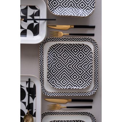 26-dielna jedálenská súprava z kvalitného porcelánu – biela/čierna