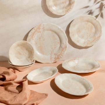 27-dielna jedálenská súprava, béžová, porcelán