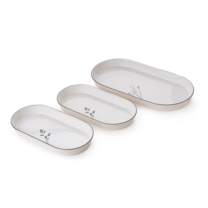 27-dielna jedálenská súprava, biela/čierna, porcelán