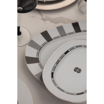 27-dielna jedálenská súprava, biela/šedá, porcelán