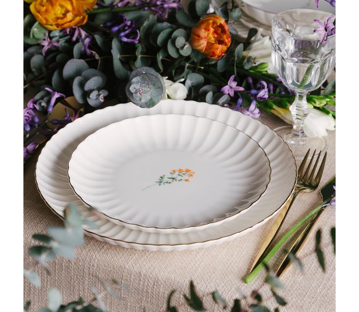 27-dielna jedálenská súprava, biela/zlatá, porcelán 710KTP9748