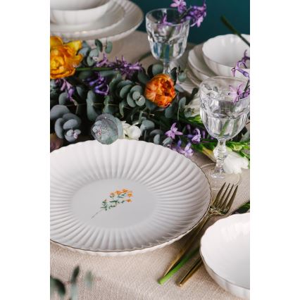 27-dielna jedálenská súprava, biela/zlatá, porcelán