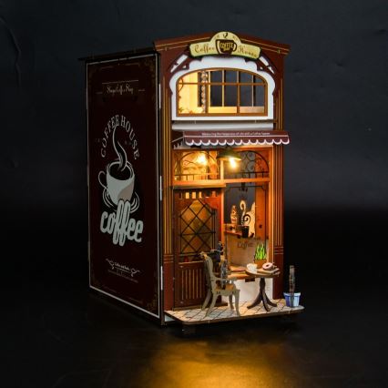 2Kids Toys - 3D skladačka LED Zarážka na knihy Kaviareň 2xAAA