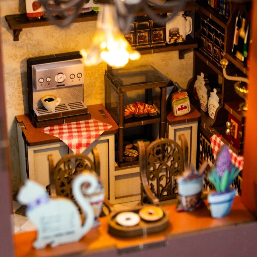 2Kids Toys - 3D skladačka LED Zarážka na knihy Kaviareň 2xAAA