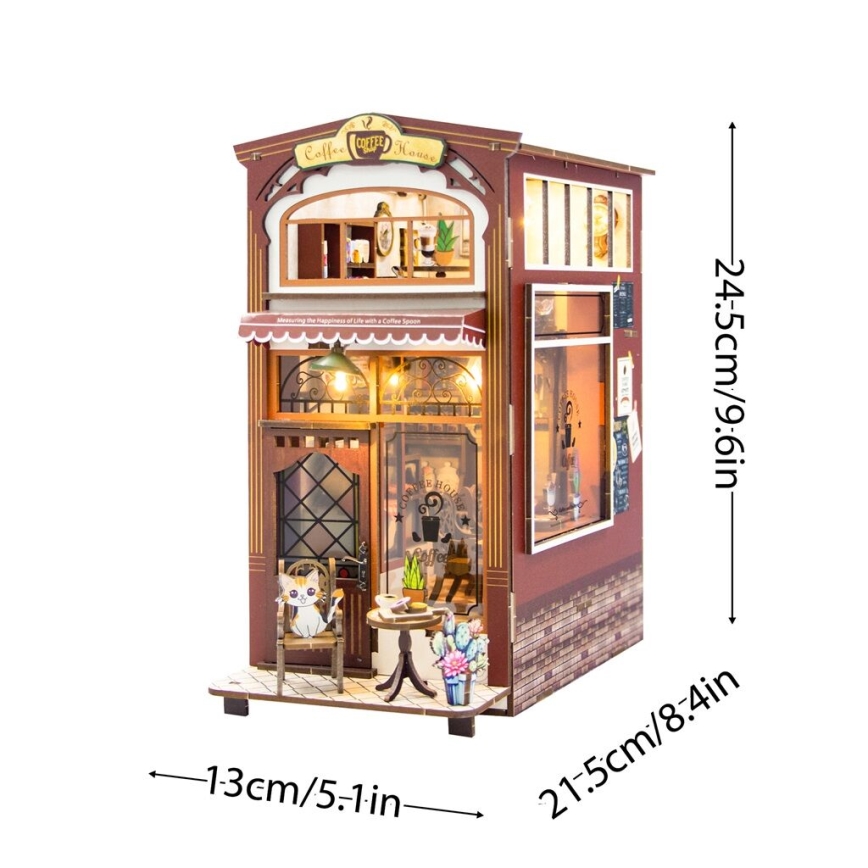 2Kids Toys - 3D skladačka LED Zarážka na knihy Kaviareň 2xAAA
