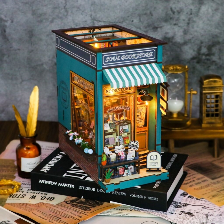 2Kids Toys - 3D skladačka LED Zarážka na knihy Kníhkupectvo duša 2xAAA