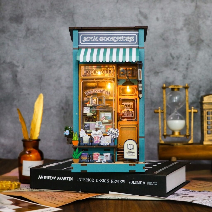 2Kids Toys - 3D skladačka LED Zarážka na knihy Kníhkupectvo duša 2xAAA