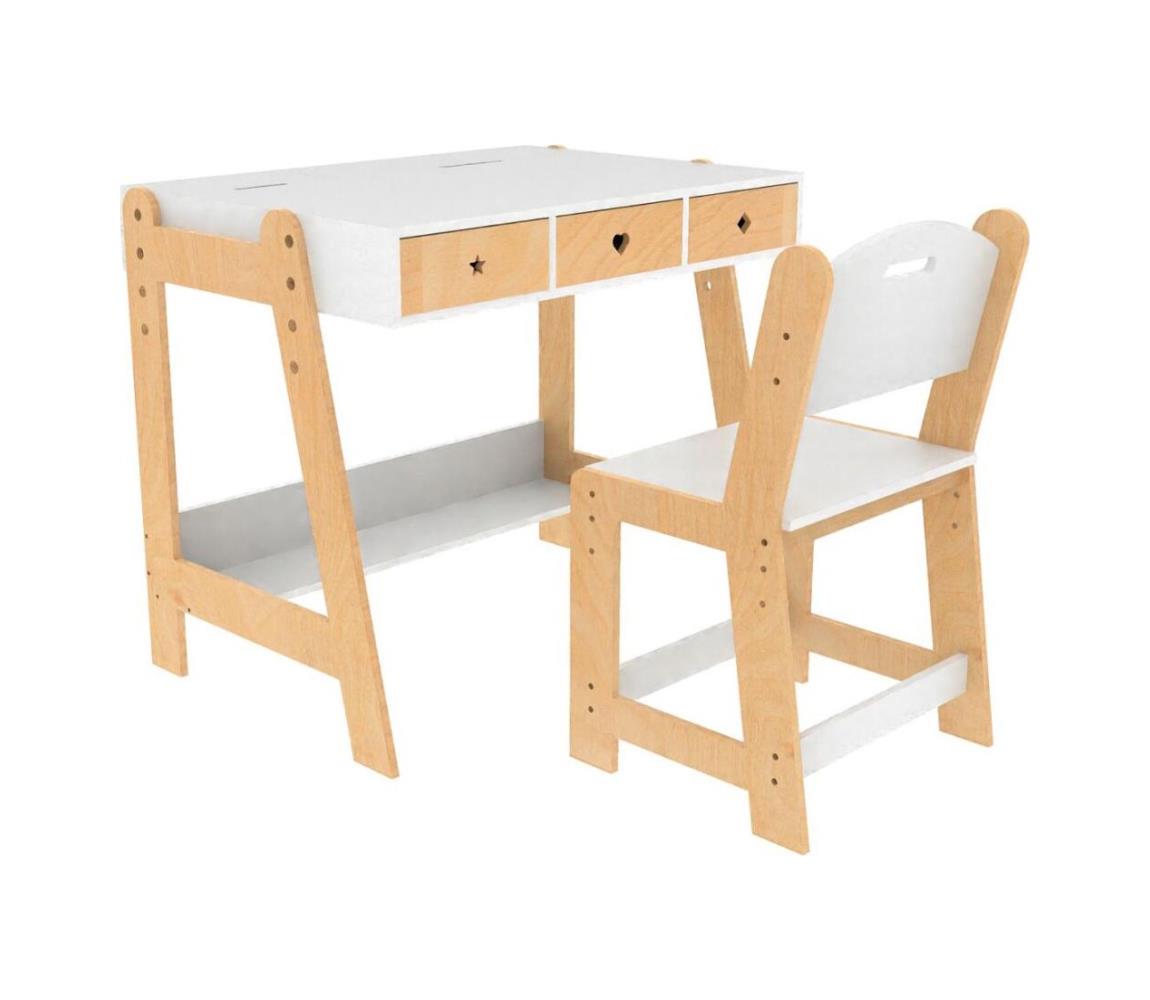 2Kids Toys - Detský rastúci stôl so stoličkou drevo/biela 2D98264
