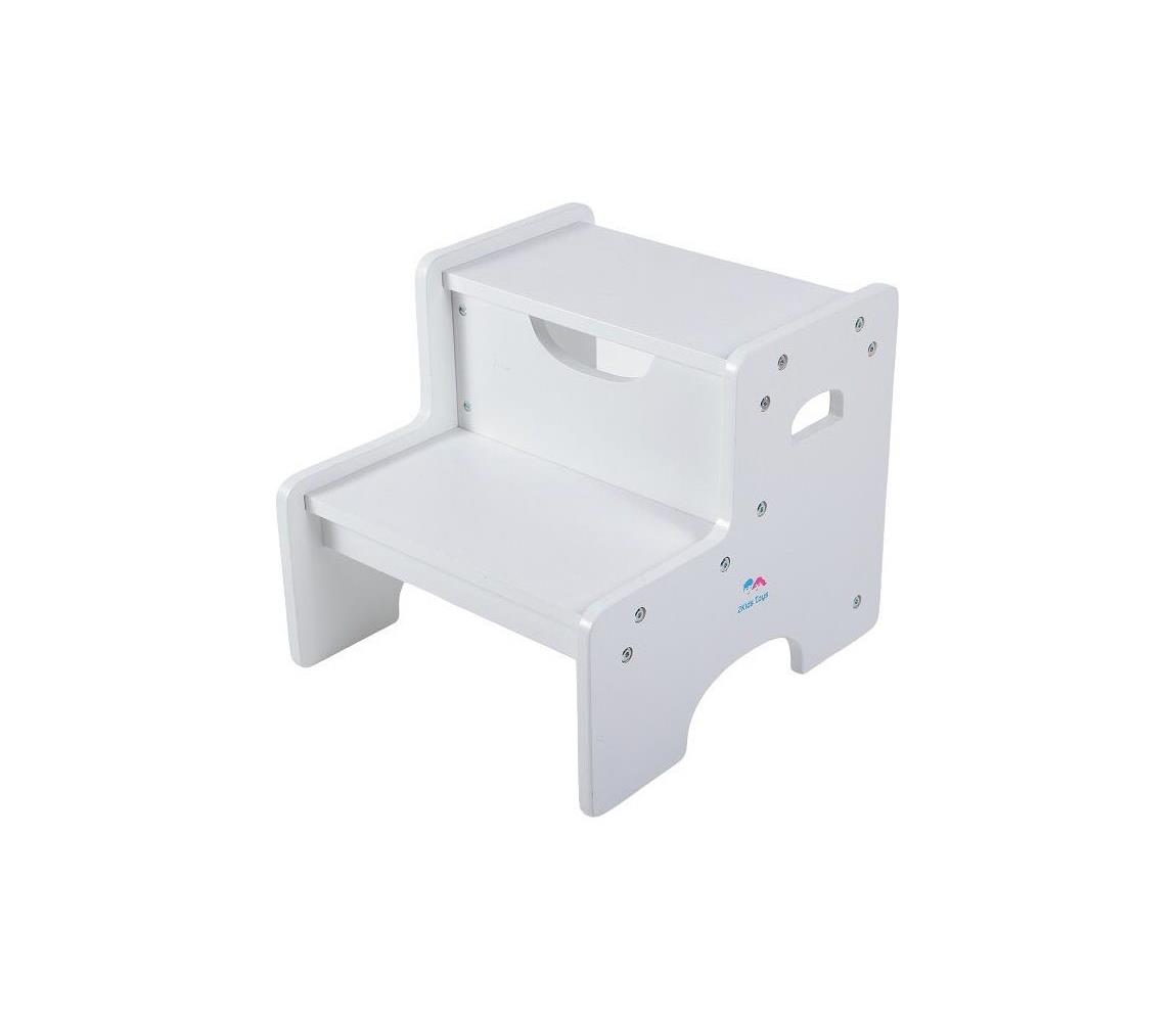2Kids Toys - Drevená stolička so schodíkom biela 2D98267