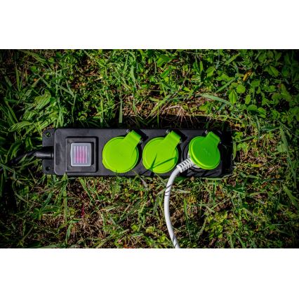 3-zásuvkový predlžovací kábel s vypínačom, 20 m, IP44