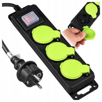 3-zásuvkový predlžovací kábel s vypínačom, 20 m, IP44