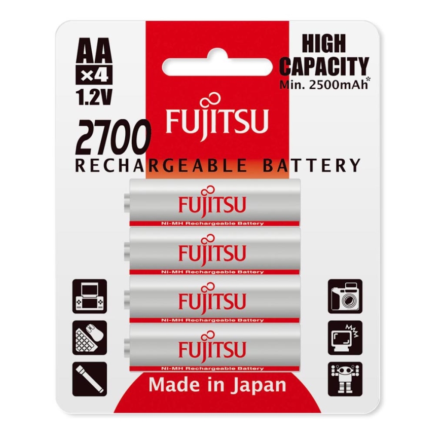 4 ks Nabíjacia batéria AA NiMH/2700mAh/1,2V