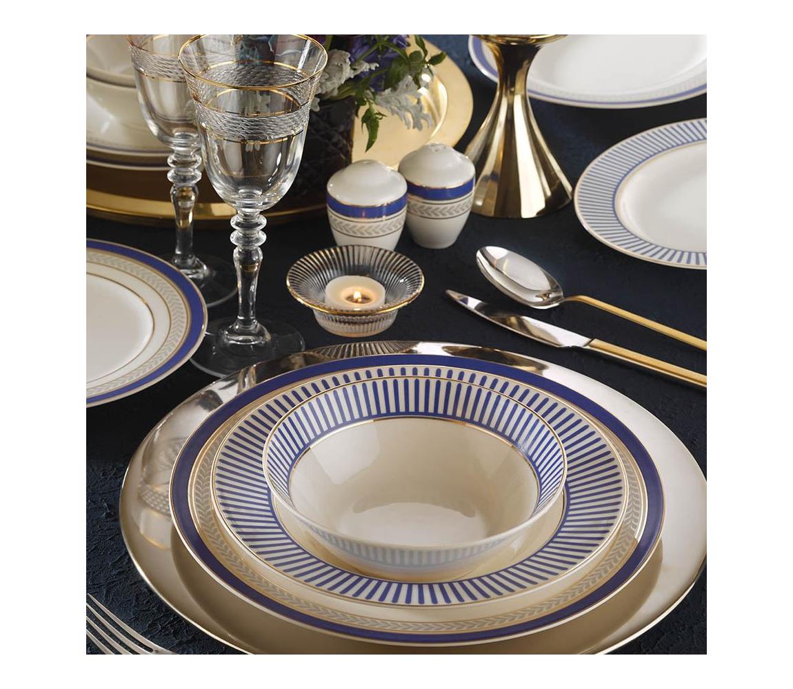53-dielna jedálenská súprava biela/modrá/zlatá/porcelán 710KTP3814