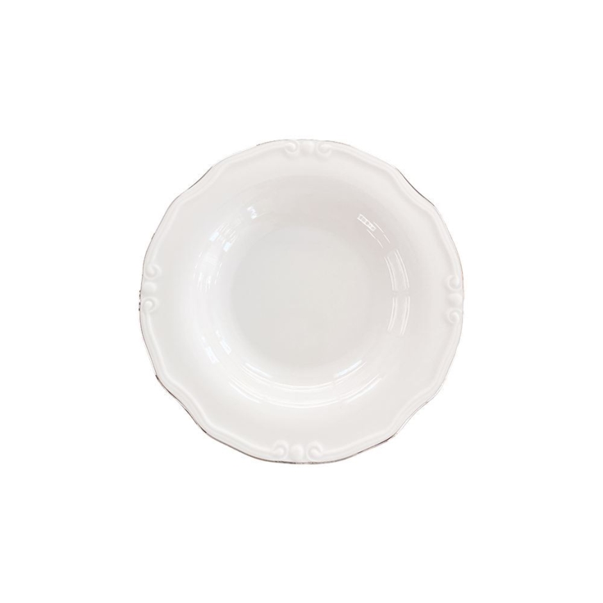 53-dielna jedálenská súprava, biela/strieborná, porcelánová