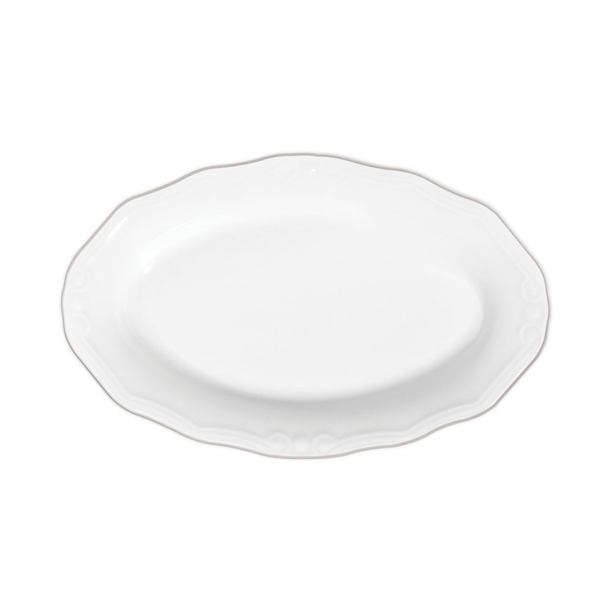 53-dielna jedálenská súprava, biela/strieborná, porcelánová