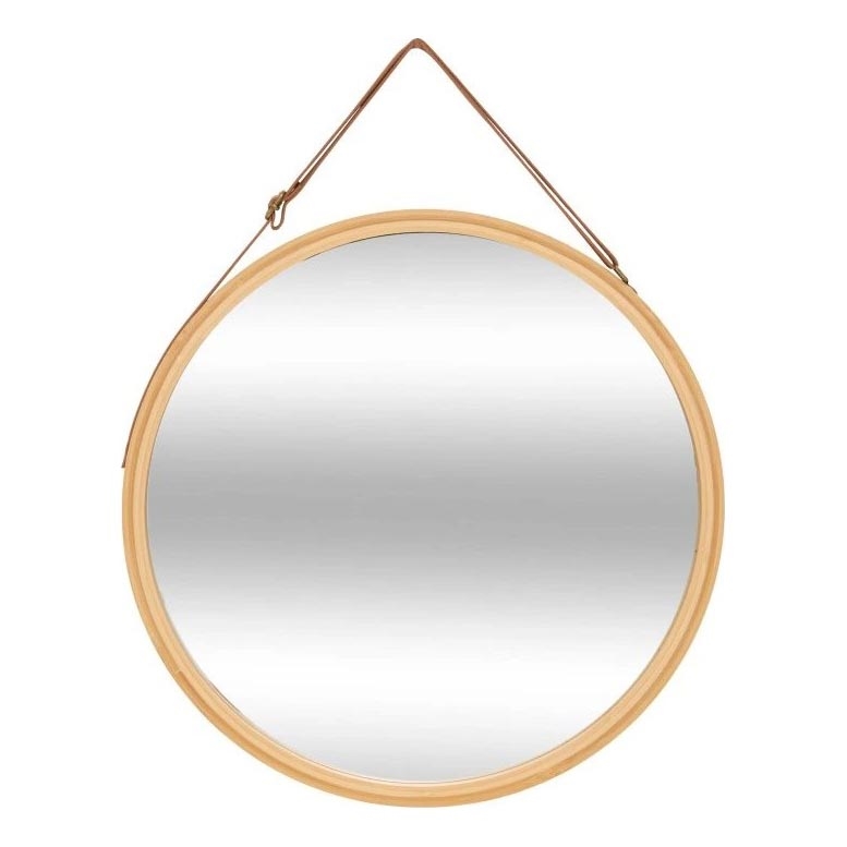 5five - Nástenné zrkadlo LOBEE, priemer 38 cm, bambus