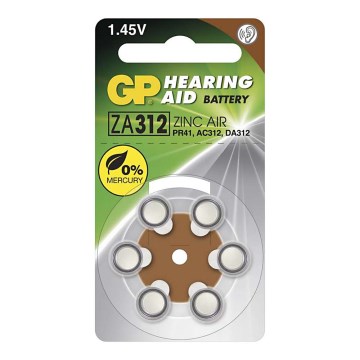 6 ks Batéria do naslúchadiel ZA312 GP HEARING AID 1,45V/160 mAh