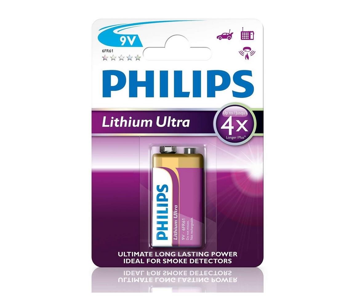 Obrázok Philips Philips 6FR61LB1A/10 - Lithiová batéria 6LR61 LITHIUM ULTRA 9V P2184