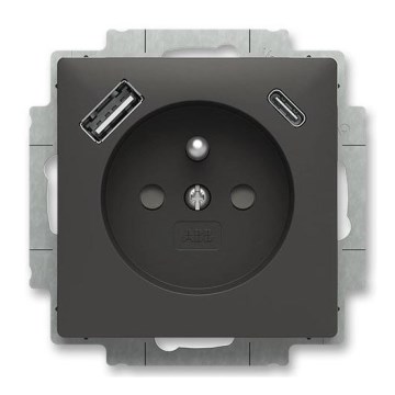 ABB 5569T-A32357 237 - Domová zásuvka bez rámu ZONI 250V 1xUSB A+C matná čierna