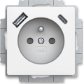 ABB 5569T-A32357 240 -Domová zásuvka bez rámu ZONI 250V 1xUSB A+C matná biela