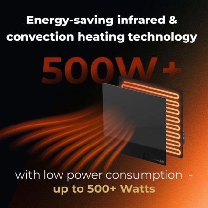 AENO - Inteligentný elektrický infračervený panel 500W časovač/termostat Wi-Fi čierna