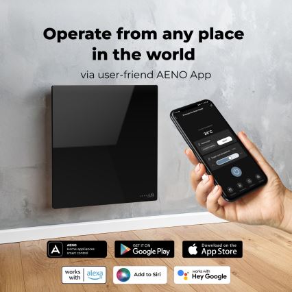 AENO - Inteligentný elektrický infračervený panel 500W časovač/termostat Wi-Fi čierna