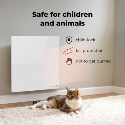 AENO - Inteligentný elektrický infračervený panel 500W s časovačom/termostatom, Wi-Fi, biely