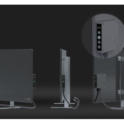 AENO - Inteligentný elektrický infrapanel s LED displejom 700W časovač/termostat IP44 Wi-fi šedá