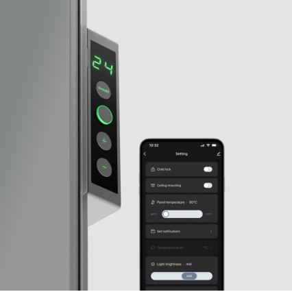 AENO - Inteligentný elektrický infrapanel s LED displejom 700W časovač/termostat IP44 Wi-fi šedá