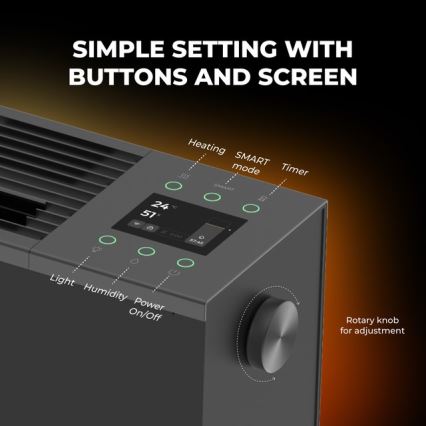 AENO - Inteligentný elektrický priamotop/konvektor 1000/2000W čierna