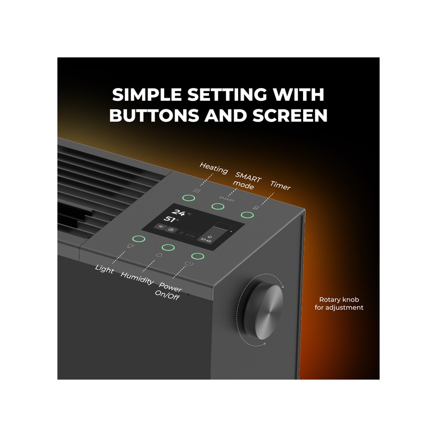 AENO - Inteligentný elektrický priamotop/konvektor 1000/2000W čierna