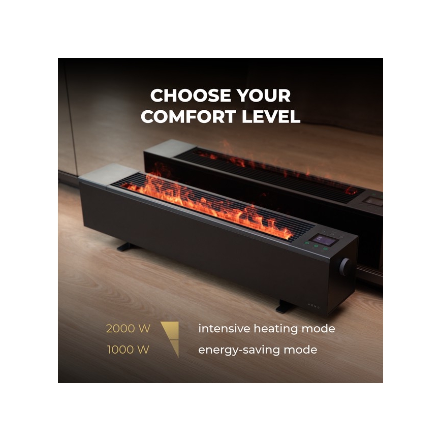 AENO - Inteligentný elektrický priamotop/konvektor 1000/2000W čierna