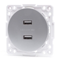 Aigostar - bezrámčeková USB napájacia zásuvka 2x USB-A strieborná
