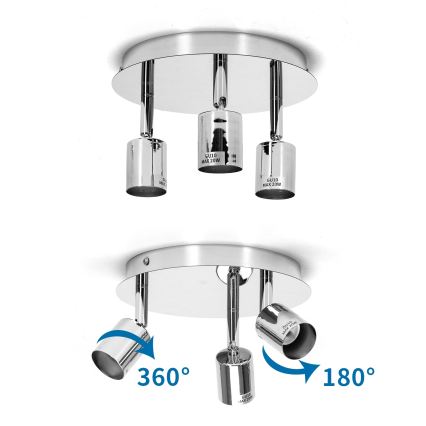 Aigostar - Bodové svietidlo 3xGU10/60W/230V lesklý chróm