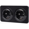 Aigostar - Domová zásuvka s rámikom 2Z SCHUKO 250V/16A čierna