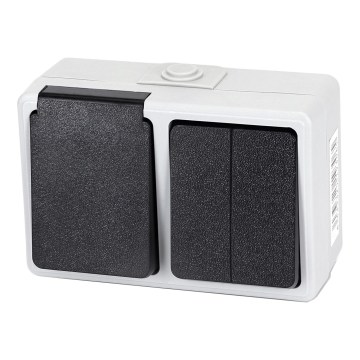 Aigostar - Domový striedavý spínač so zásuvkou 250V/16A IP54