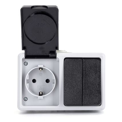 Aigostar - Domový striedavý spínač so zásuvkou 250V/16A IP54