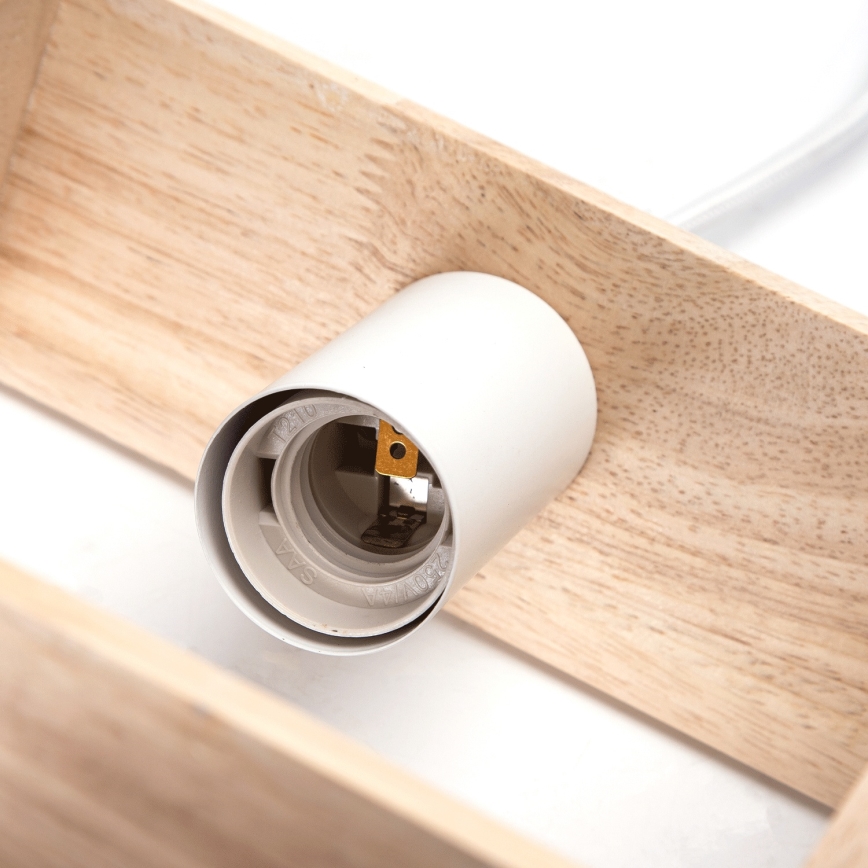 Aigostar - Drevený luster na lane 1xE27/60W/230V borovica