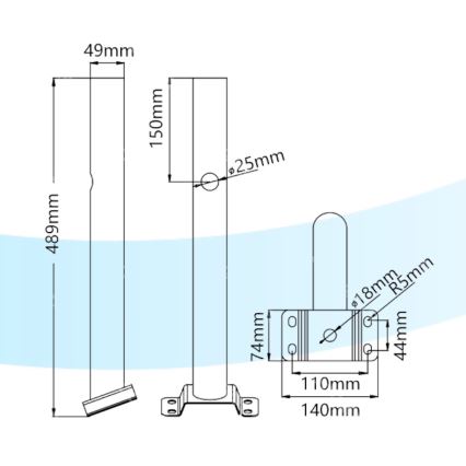 Aigostar - Držiak pre pouličnú lampu 48,9 cm čierna