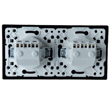 Aigostar - Dvojitá domová zásuvka s rámikom SCHUKO 230V/16A čierna