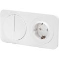 Aigostar - dvojitý vypínač č. 5 a zásuvka SCHUKO 230 V s rámčekom, biela