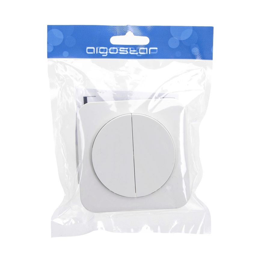 Aigostar - Dvojitý vypínač s rámikom č. 7 biely