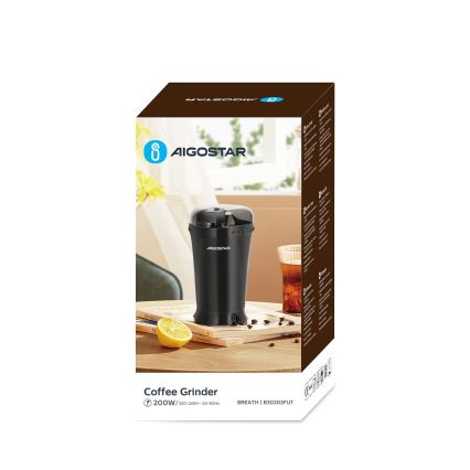 Aigostar - Elektrický mlynček na kávu 60g 200W/230V čierna