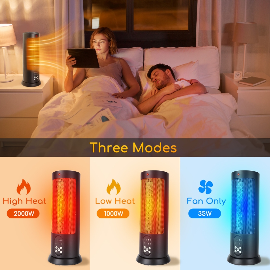 Aigostar - Elektrický ohrievač 1500W/230V + diaľkové ovládanie