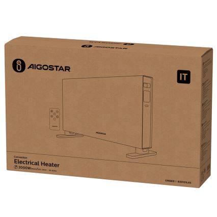 Aigostar - Elektrický priamotop/konvektor s LCD displejom ECO/1250/2000W/230V + diaľkové ovládanie