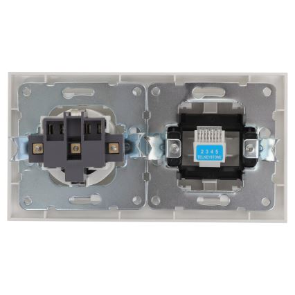 Aigostar - Ethernetová zásuvka a zásuvka SCHUKO s rámčekom biela