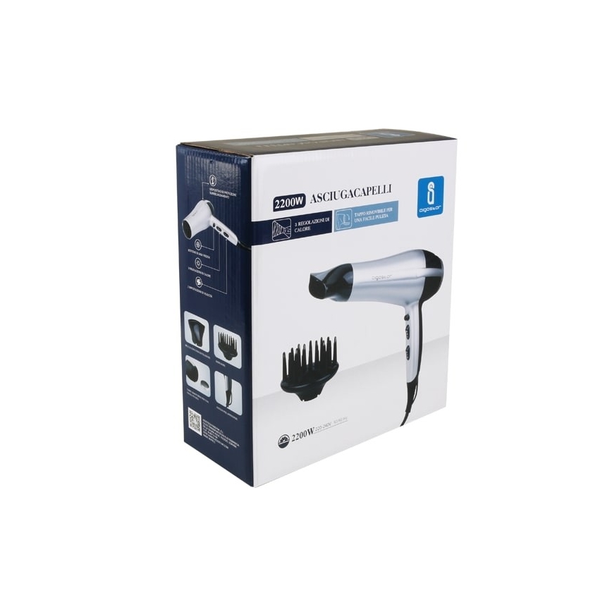 Aigostar - Fén 2200W/230V strieborná/čierna